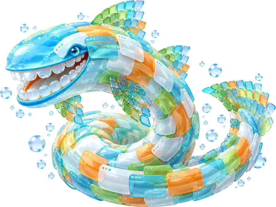 Popup Leviathan, belut raksasa dari tumpukan jendela popup bening